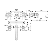 MALAGA BLACK bateria umywalkowa 3-otworowa ścienna