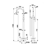 MOZA GUN METAL GREY bateria wannowa wolnostojąca