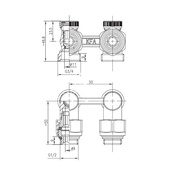 Zespół przyłączeniowy kątowy do grzejników z dolnym zasilaniem 3/4x1/2