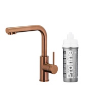 DUERO PURE BASIC bateria kuchenna z funkcją filtracji wody, BRUSHED ROSE GOLD + zestaw filtrujący PROFINE SILVER "S"
