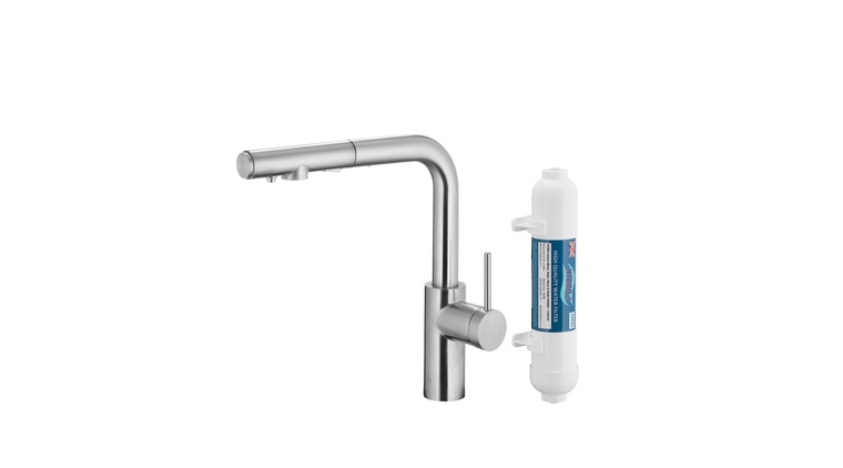 DUERO PURE BASIC bateria kuchenna z funkcją filtracji wody i wyciąganą wylewką, INOX  filtr HYDRO+