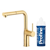 DUERO PURE MOVE bateria kuchenna z funkcją filtracji wody i wyciąganą wylewką, BRUSHED LIGHT GOLD + zestaw filtrujący PROFINE BLUE "S"