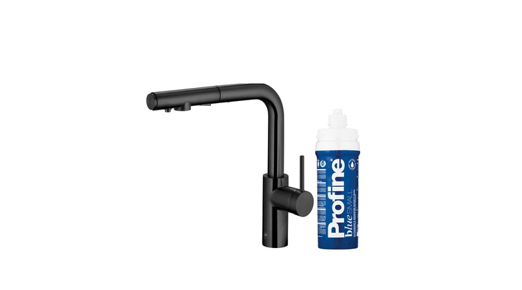 DUERO PURE BASIC bateria kuchenna z funkcją filtracji wody i wyciąganą wylewką, BLACK + zestaw filtrujący PROFINE BLUE "S"