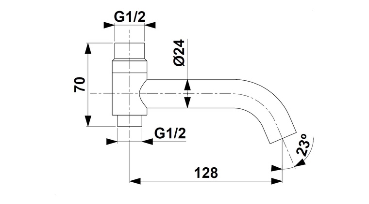 MOZA GUN METAL GREY wylot wannowy do kompletacji z deszczownią