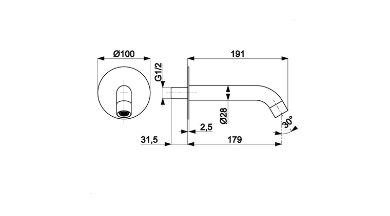 MOZA GUN METAL GREY wylot wannowy podtynkowy