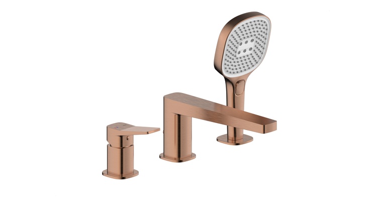 MALAGA BRUSHED ROSE GOLD bateria wannowa 3-otworowa