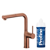 DUERO PURE MOVE bateria kuchenna z funkcją filtracji wody i wyciąganą wylewką, BRUSHED ROSE GOLD + zestaw filtrujący PROFINE BLUE "S"