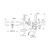 MOZA GUN METAL GREY bateria wannowa pozioma z natryskiem punktowym PREMIUM