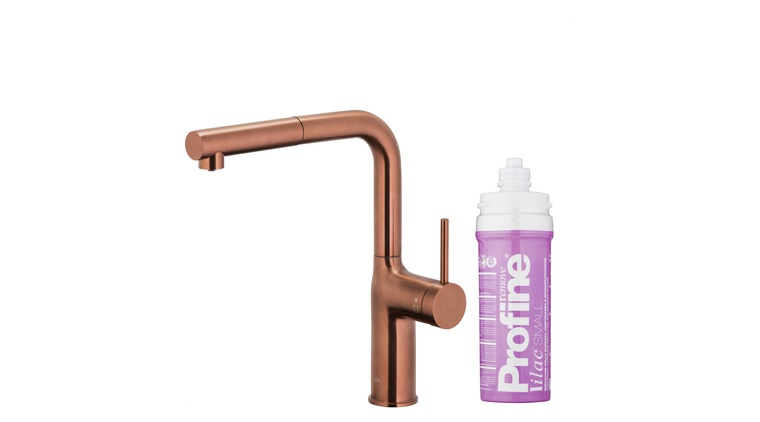 DUERO PURE MOVE bateria kuchenna z funkcją filtracji wody i wyciąganą wylewką, BRUSHED ROSE GOLD + zestaw filtrujący PROFINE LILAC "S"