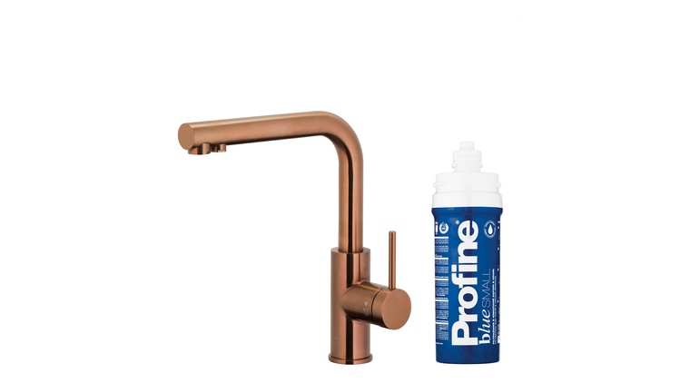 DUERO PURE BASIC bateria kuchenna z funkcją filtracji wody, BRUSHED ROSE GOLD + zestaw filtrujący PROFINE BLUE "S"