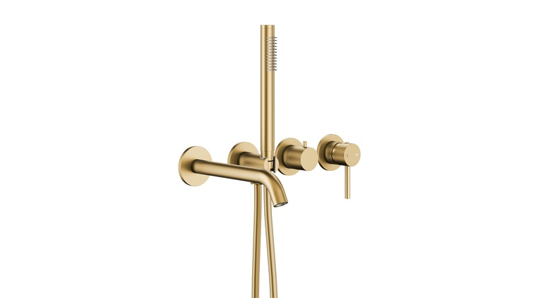 MOZA BRUSHED LIGHT GOLD zestaw wannowy podtynkowy z baterią 3-otworową 2-funkcyjną