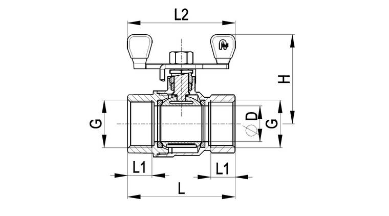 Zawór kulowy nakrętno-nakrętny z motylkiem 1/2"