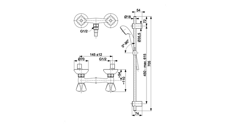STANDARD bateria dwuuchwytowa, natryskowa
