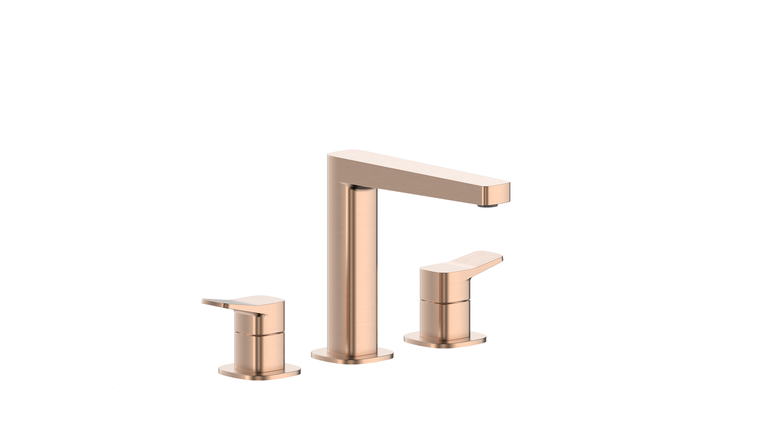 MALAGA BRUSHED ROSE GOLD bateria umywalkowa 3-otworowa stojąca
