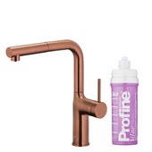 DUERO PURE MOVE bateria kuchenna z funkcją filtracji wody i wyciąganą wylewką, BRUSHED ROSE GOLD + zestaw filtrujący PROFINE LILAC "S"