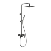 LOGON GUN METAL GREY deszczownia z baterią natryskową i składaną wylewką wannową