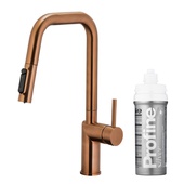 DUERO PURE STYLE bateria kuchenna z funkcją filtracji wody i wyciąganą wylewką, BRUSHED ROSE GOLD + zestaw filtrujący PROFINE SILVER "S"