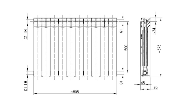 Grzejnik aluminiowy ALICE/10 - elementowy