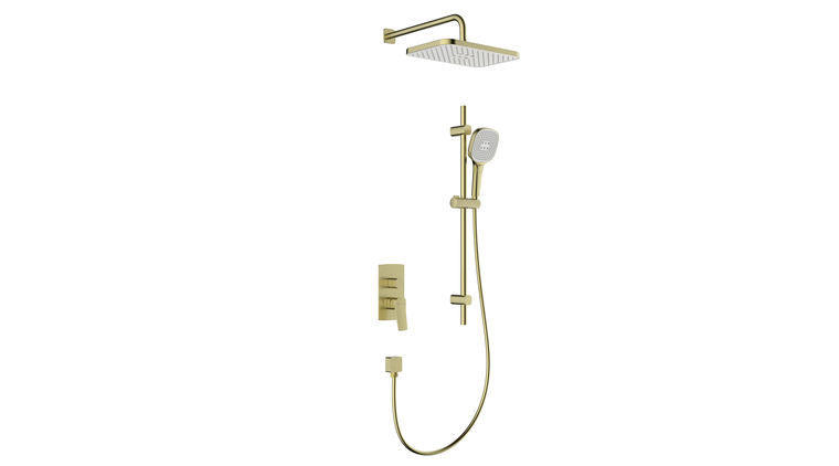 MALAGA BRUSHED LIGHT GOLD zestaw podtynkowy z baterią natryskową i natryskiem przesuwnym