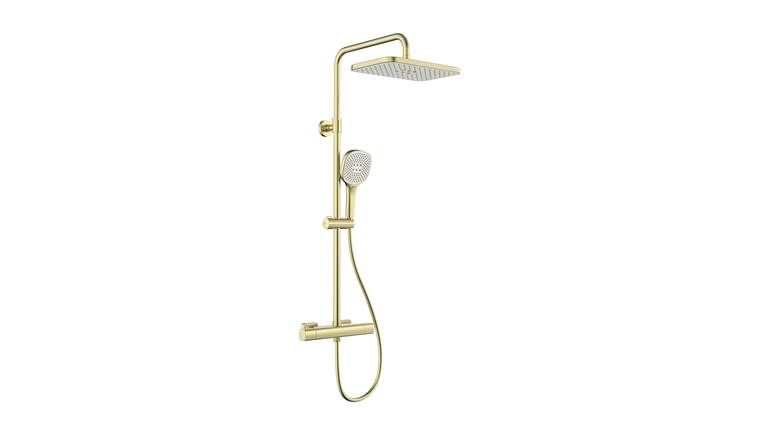 MALAGA BRUSHED LIGHT GOLD deszczownia z baterią termostatyczną