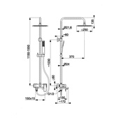 LOGON BRUSHED ROSE GOLD deszczownia z baterią natryskową i składaną wylewką wannową