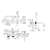 MOZA 316L zestaw wannowy podtynkowy z baterią 3-otworową 2-funkcyjną