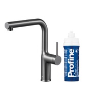 DUERO PURE MOVE bateria kuchenna z funkcją filtracji wody i wyciąganą wylewką, GUN METAL GREY + zestaw filtrujący PROFINE BLUE "S"