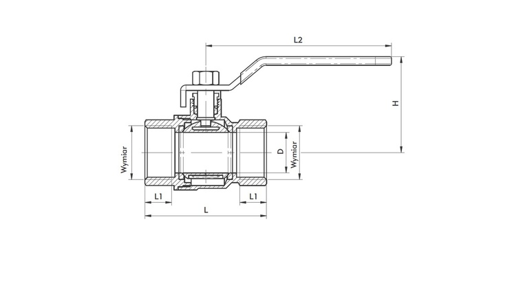 Zawór kulowy nakrętno-nakrętny z dźwignią 2 1/2"