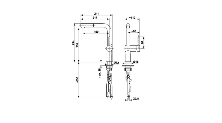 DUERO EDGE BRUSHED ROSE GOLD bateria kuchenna z wyciąganą wylewką