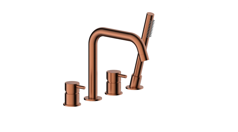 MOZA BRUSHED ROSE GOLD bateria wannowa 4-otworowa