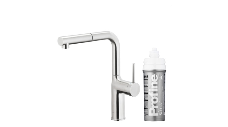 DUERO PURE MOVE bateria kuchenna z funkcją filtracji wody i wyciąganą wylewką, INOX + zestaw filtrujący PROFINE SILVER "S"