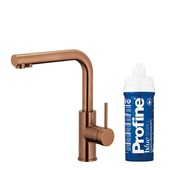 DUERO PURE BASIC bateria kuchenna z funkcją filtracji wody, BRUSHED ROSE GOLD + zestaw filtrujący PROFINE BLUE "S"
