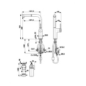 DUERO PURE MOVE bateria kuchenna z funkcją filtracji wody i wyciąganą wylewką, GUN METAL GREY + zestaw filtrujący PROFINE LILAC "S"