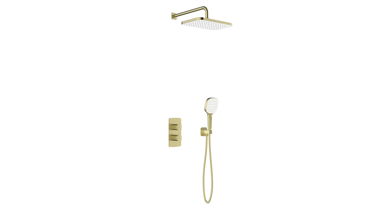 MALAGA BRUSHED LIGHT GOLD zestaw podtynkowy z baterią termostatyczną natryskową