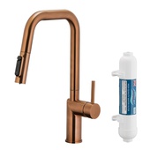 DUERO PURE STYLE bateria kuchenna z funkcją filtracji wody i wyciąganą wylewką, BRUSHED ROSE GOLD + zestaw filtrujący filtr HYDRO+