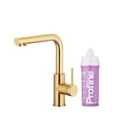DUERO PURE BASIC bateria kuchenna z funkcją filtracji wody, BRUSHED LIGHT GOLD + zestaw filtrujący PROFINE LILAC "S"