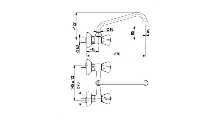 STANDARD bateria dwuuchwytowa, umywalkowa