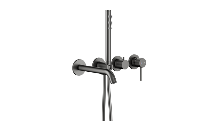 MOZA GUN METAL GREY zestaw wannowy podtynkowy z baterią 3-otworową 2-funkcyjną